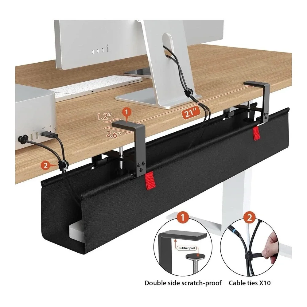 Univivi No Drill Under Desk Cable Management Tray 36